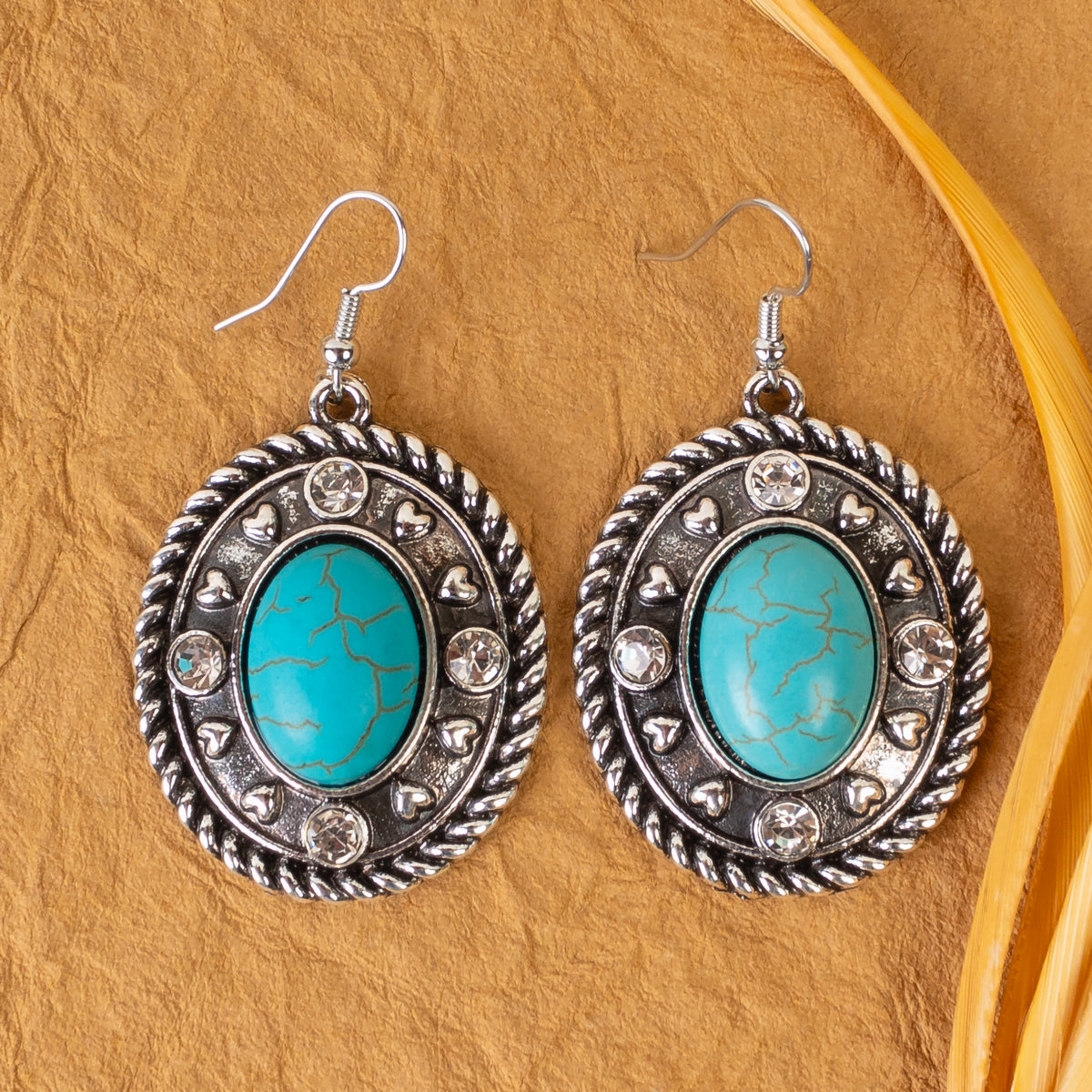 93321 - Squash Blossom Earrings - Turquoise & Silver