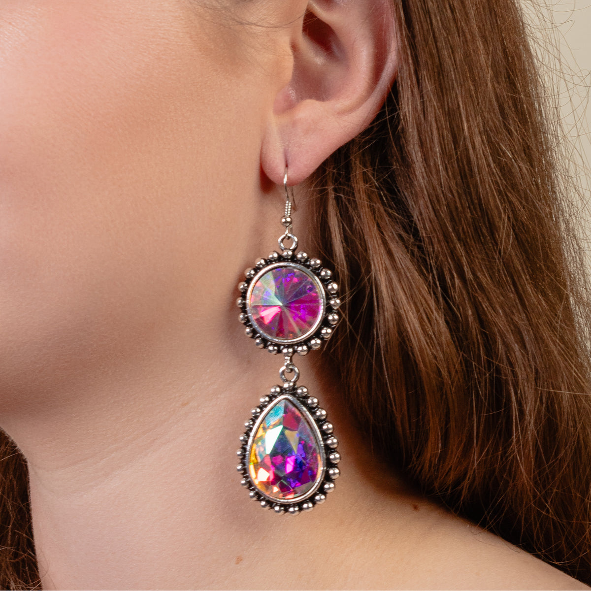 93326 - Crystal Drop Earrings - AB