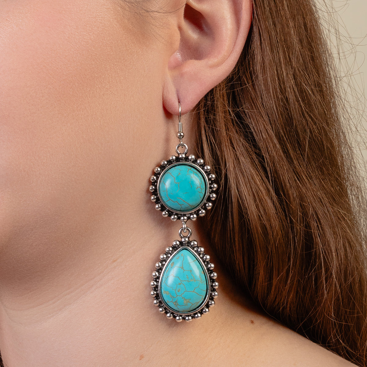 93326 - Crystal Drop Earrings - Turquoise