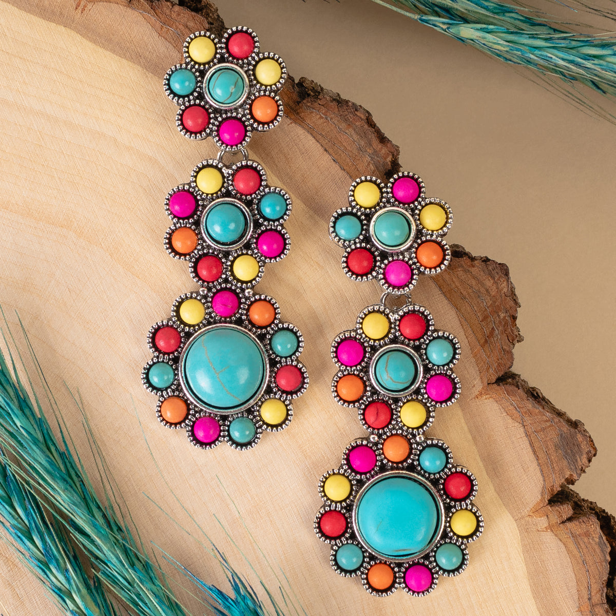 93328 - Squash Blossom Earrings - Multi