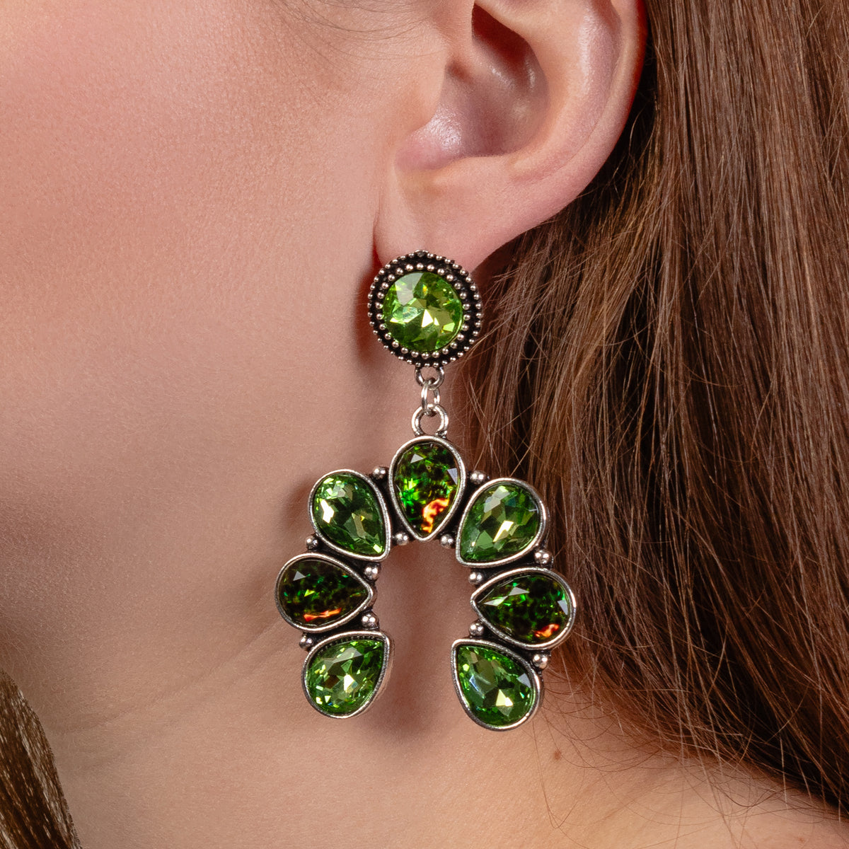 93336 - Crystal Earrings - Green