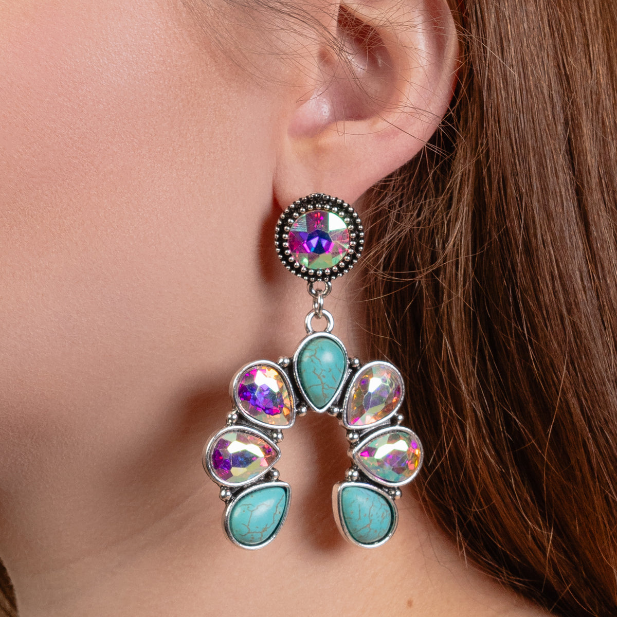 93336 - Crystal Earrings - Turquoise