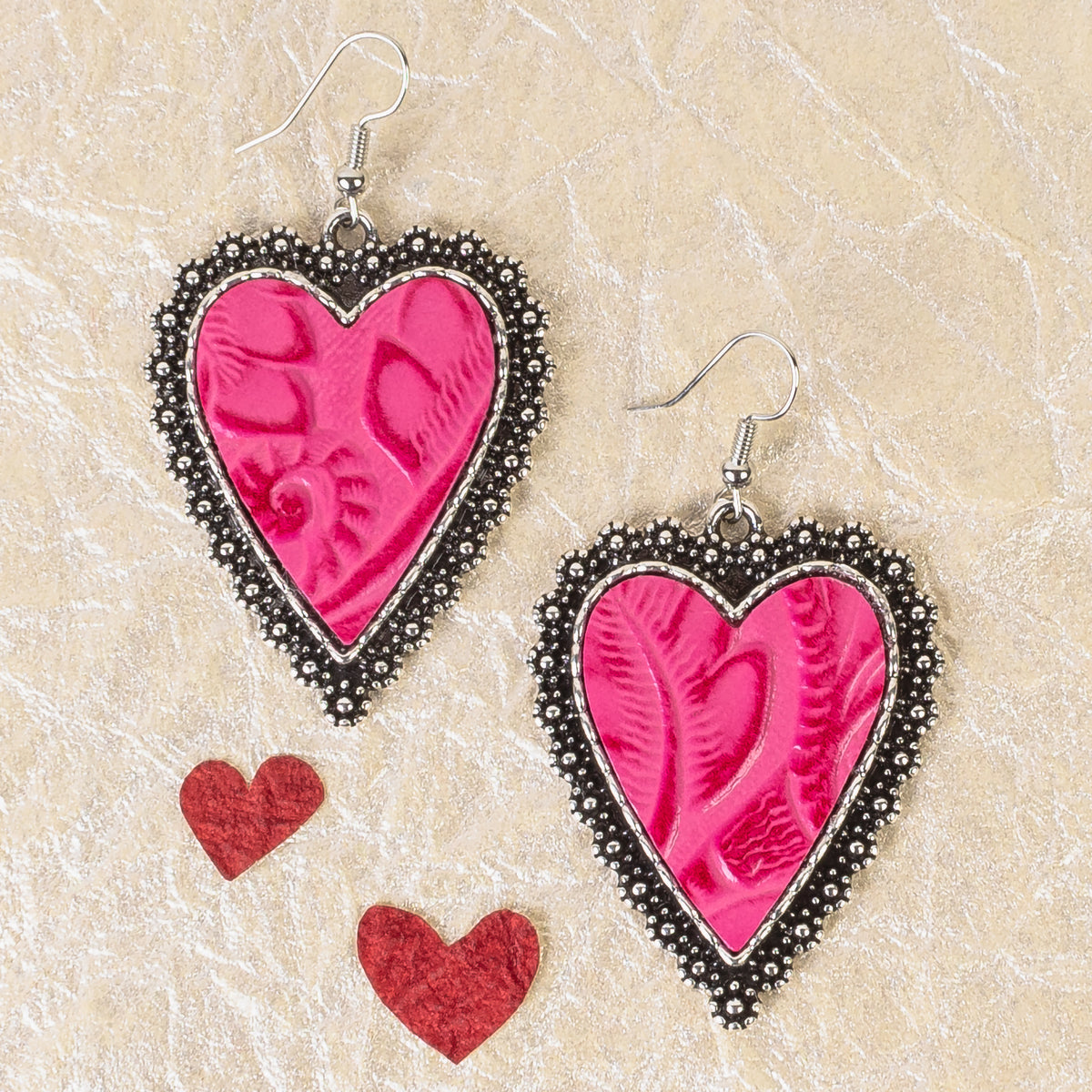 93339 - Western Heart Earrings - Fuchsia