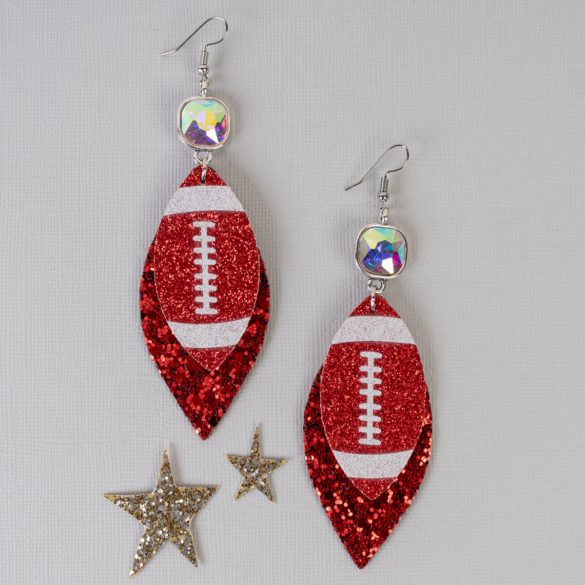 93375 - Football Earrings - Red