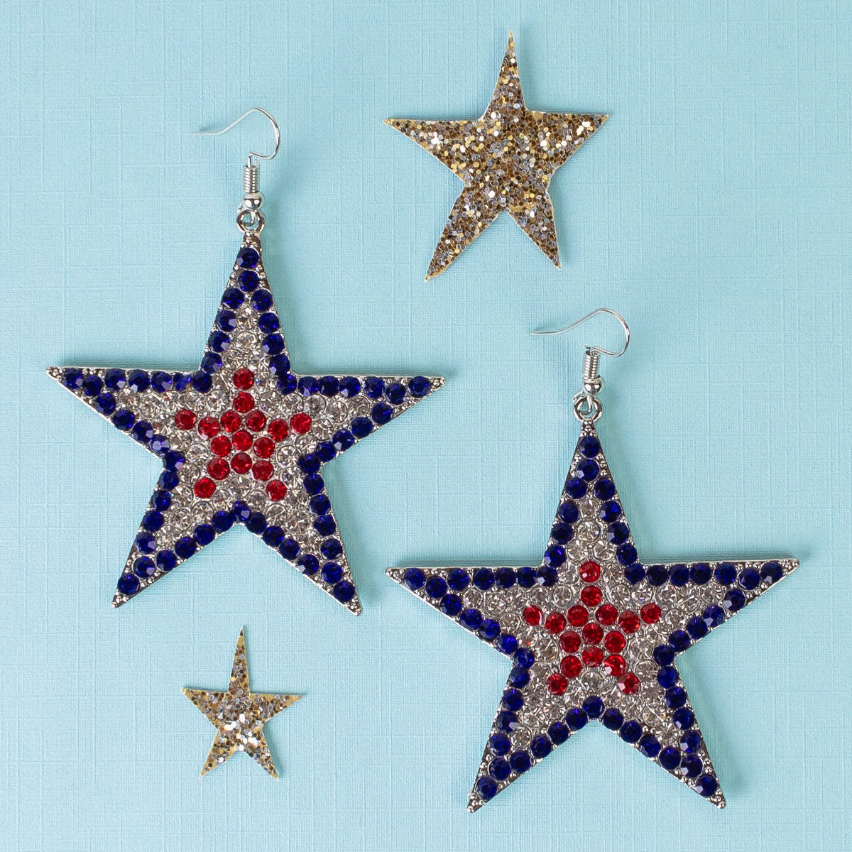 93376 - Star Earrings - Red, White, & Blue