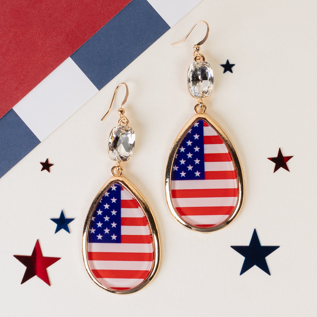 93379 - Fourth of July Earrings - Red, White, & Blue