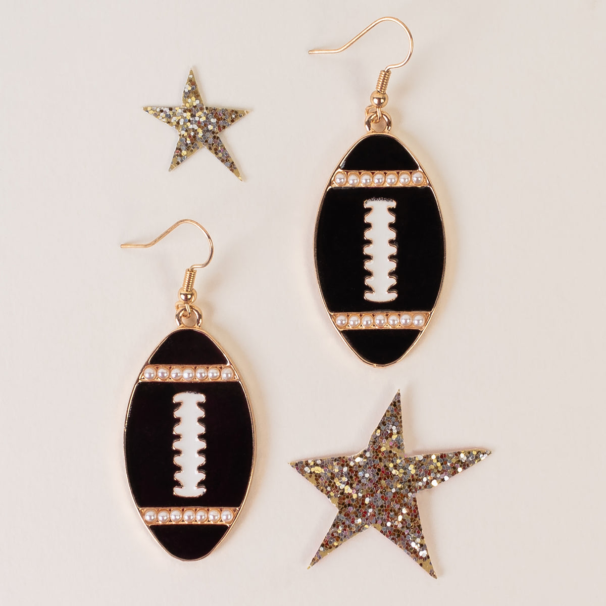 93383 - Football Earrings - Black