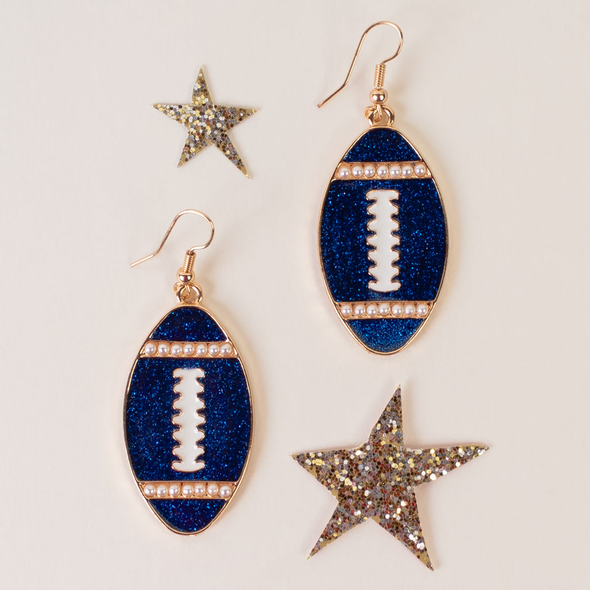93383 - Football Earrings - Royal Blue