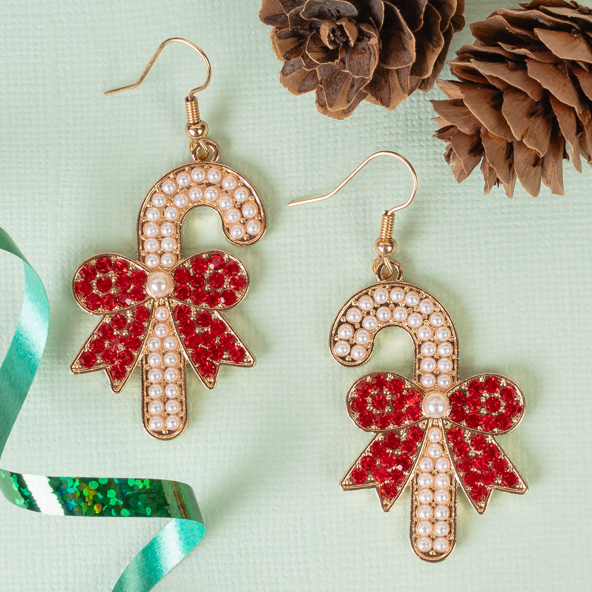 93385 - Candy Cane Earrings - Red