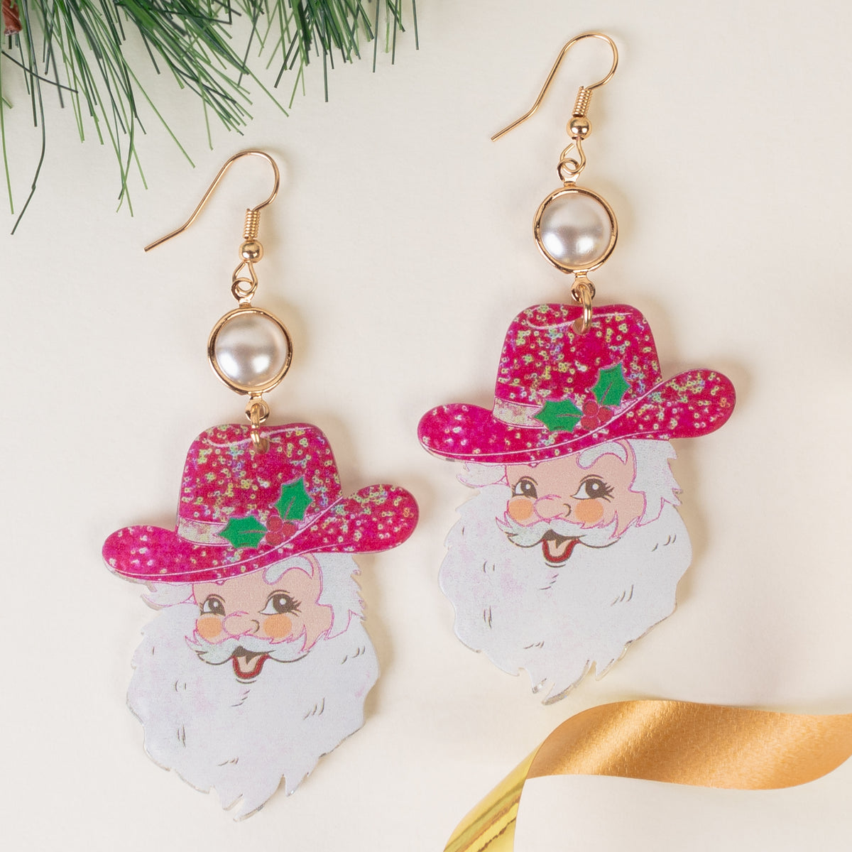 93387 - Santa Claus Earrings - Pink