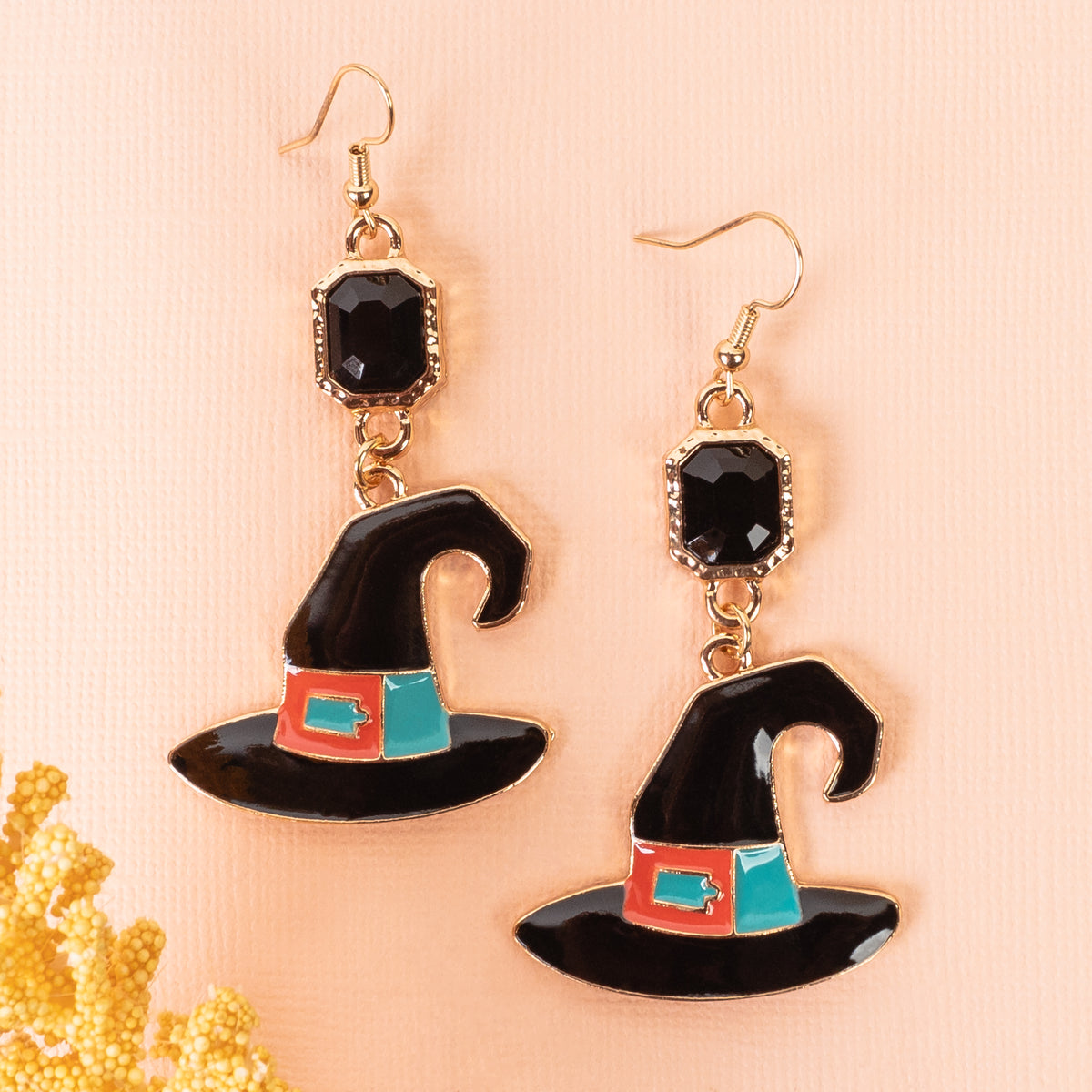 93393 - Witch Hat Earrings - Black