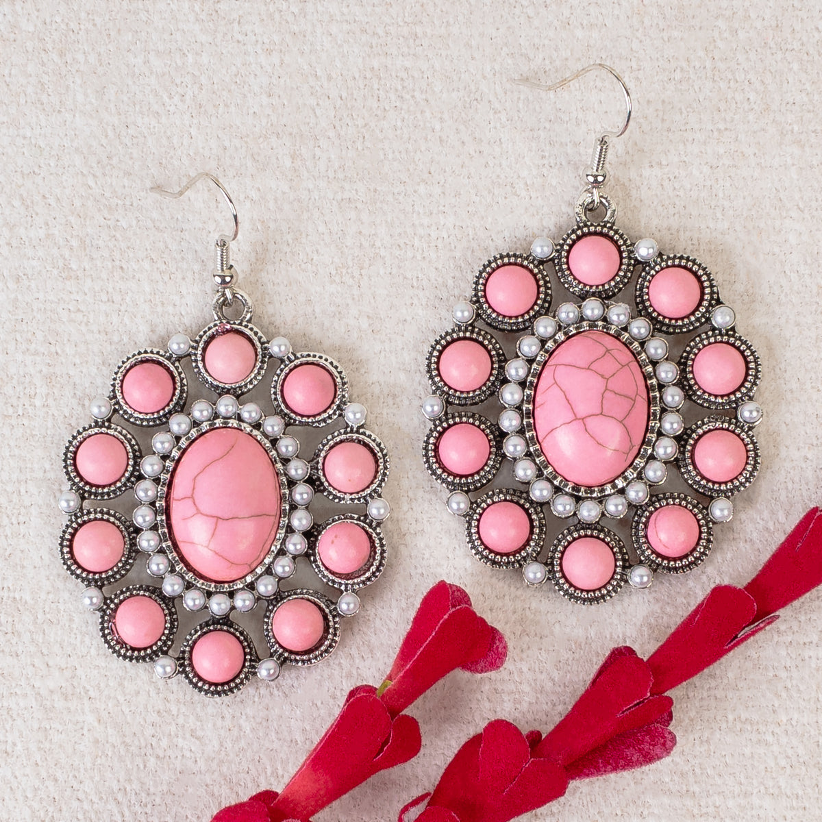 93412 - Squash Blossom Earrings - Pink