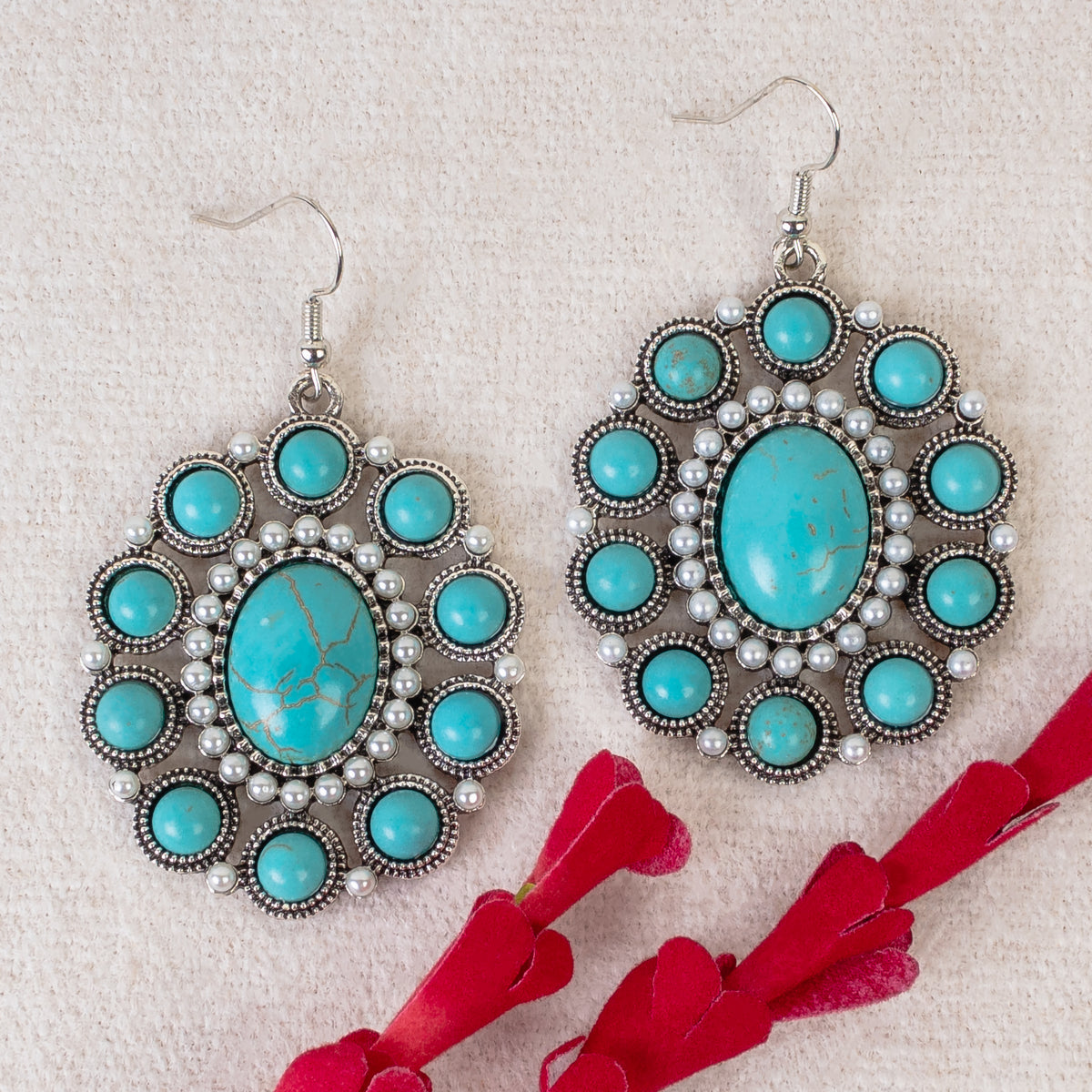 93412 - Squash Blossom Earrings - Turquoise