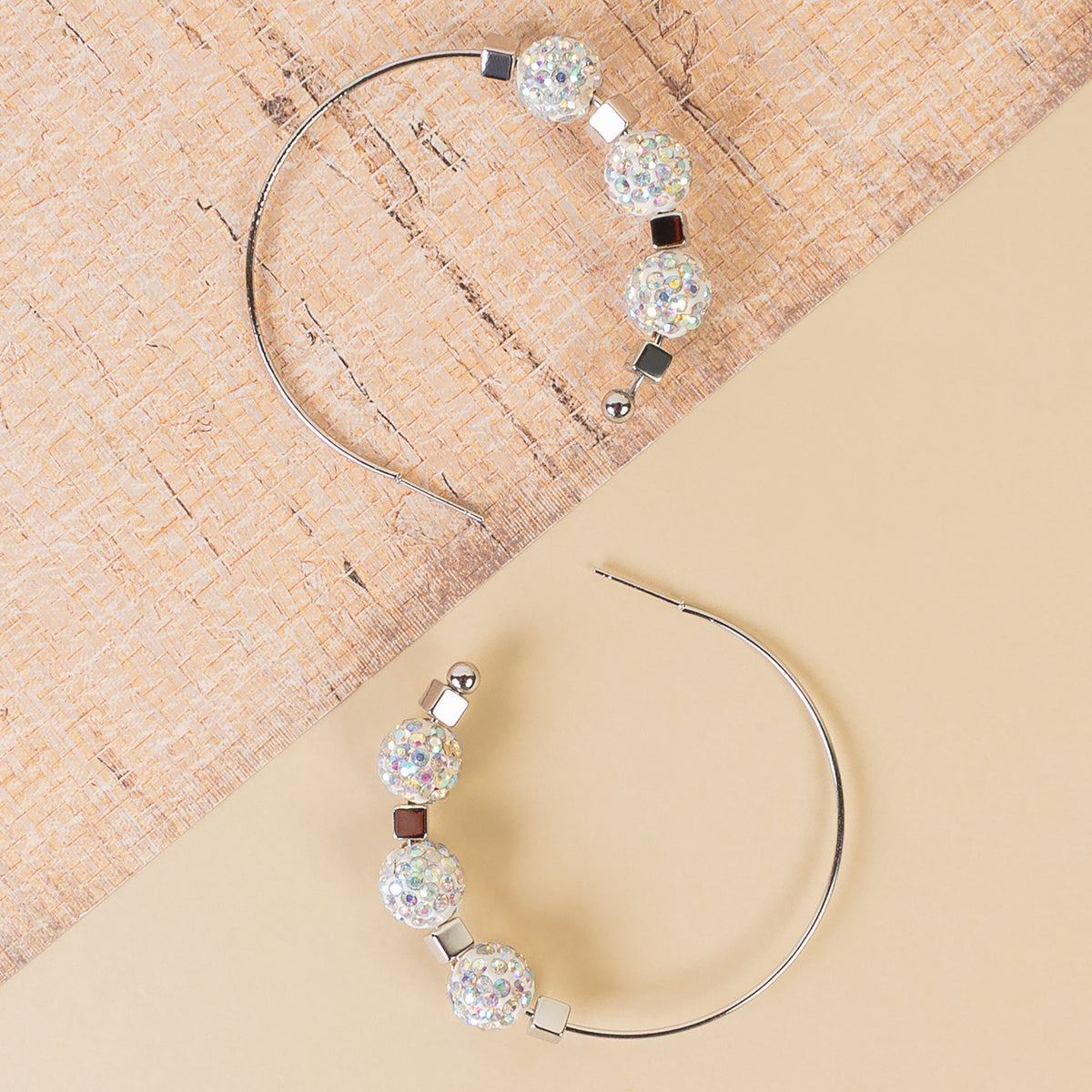 93435 - Crystal Hoop Earrings - AB