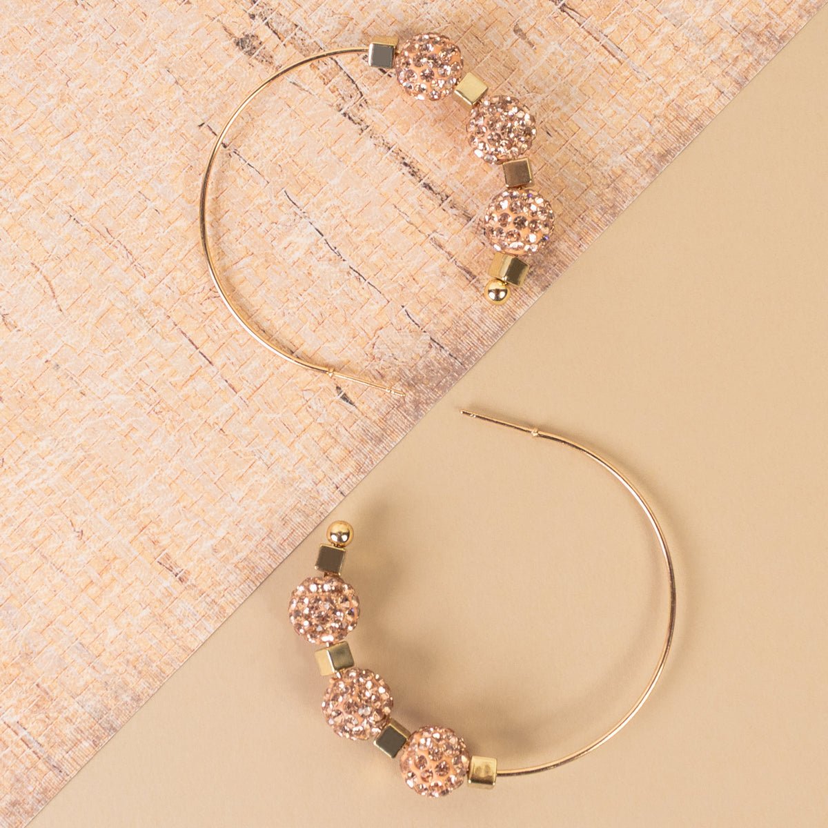 93435 - Crystal Hoop Earrings - Champagne