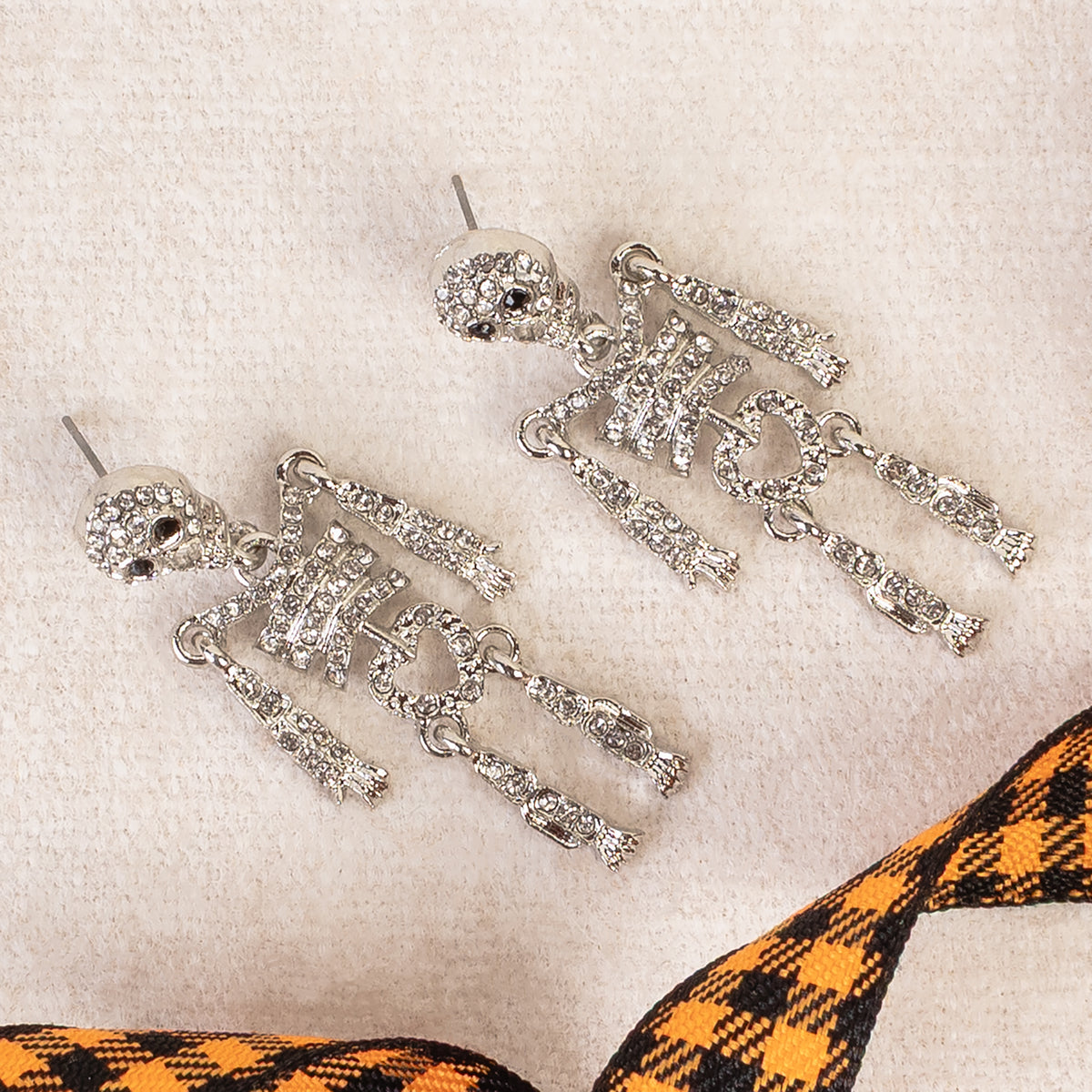 93500 - Crystal Skeleton Earrings - White