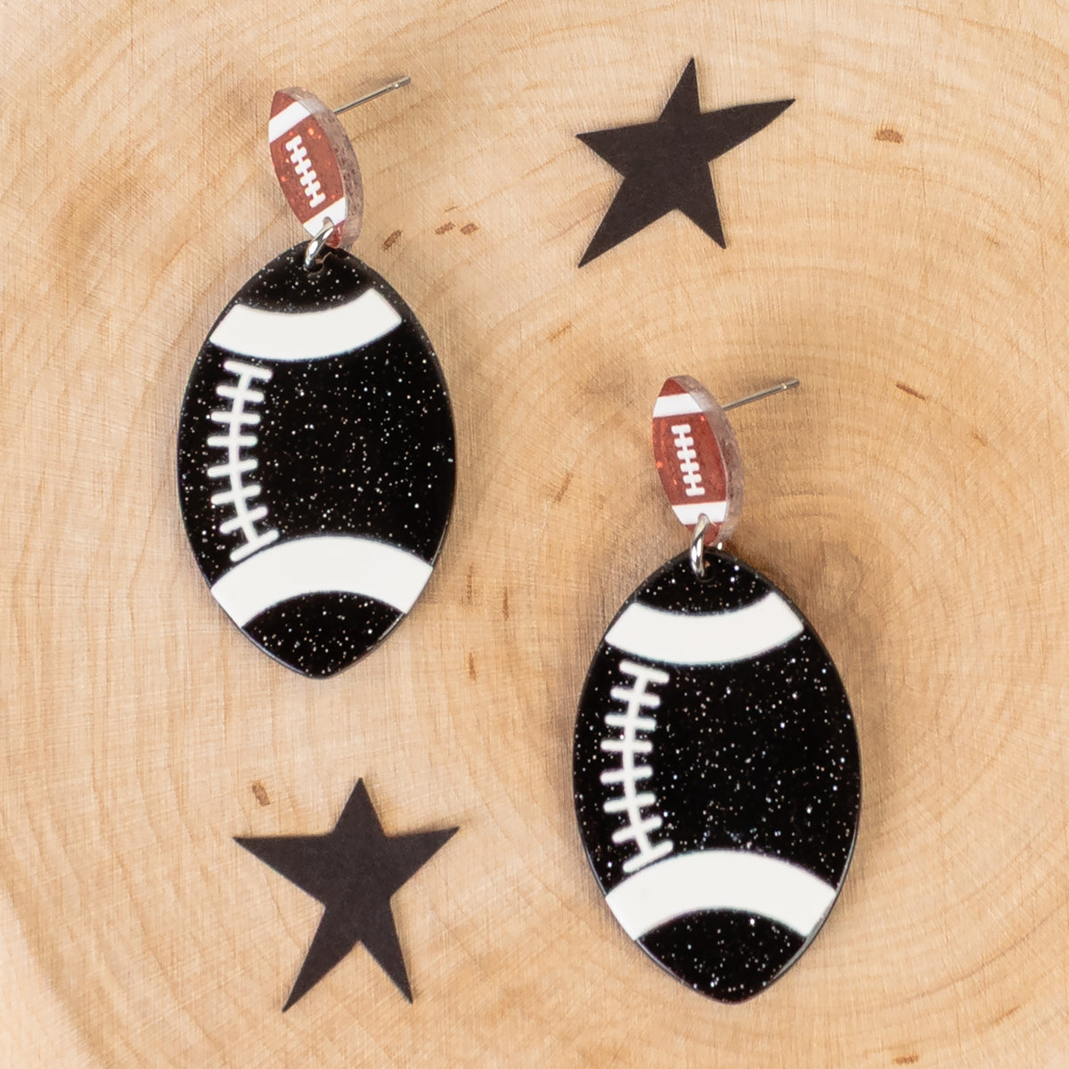 93502 - Football Earrings - Black