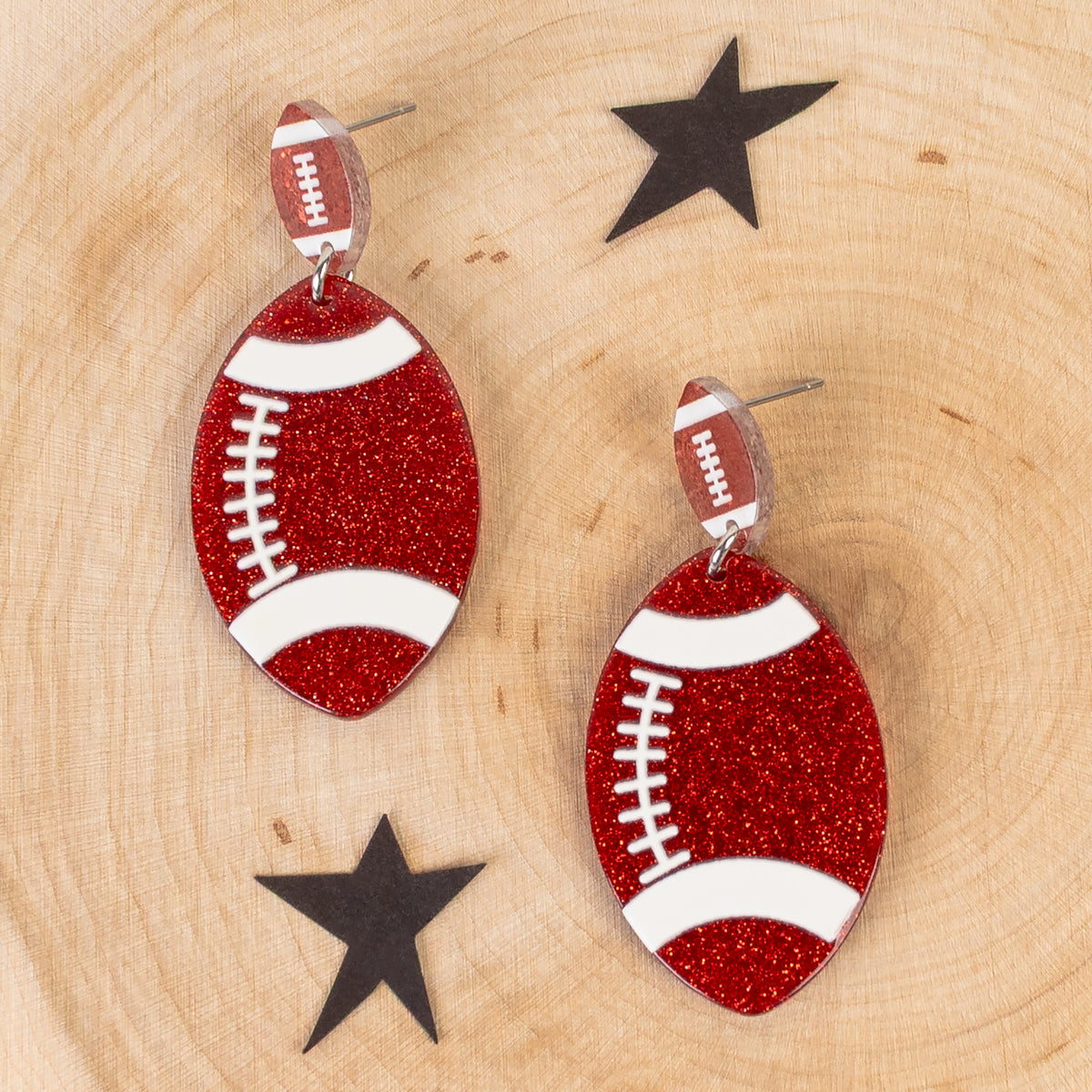 93502 - Football Earrings - Red