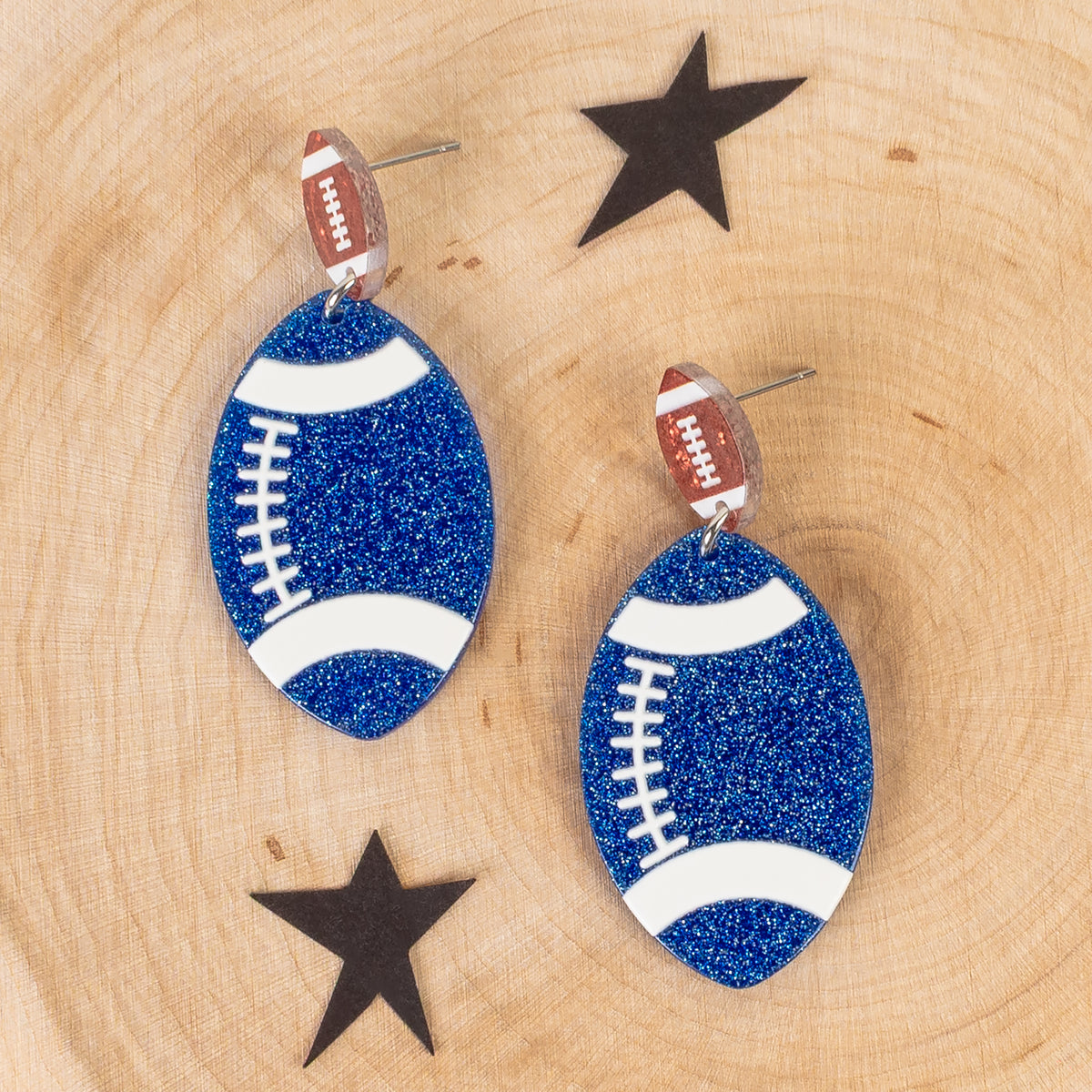 93502 - Football Earrings - Royal Blue