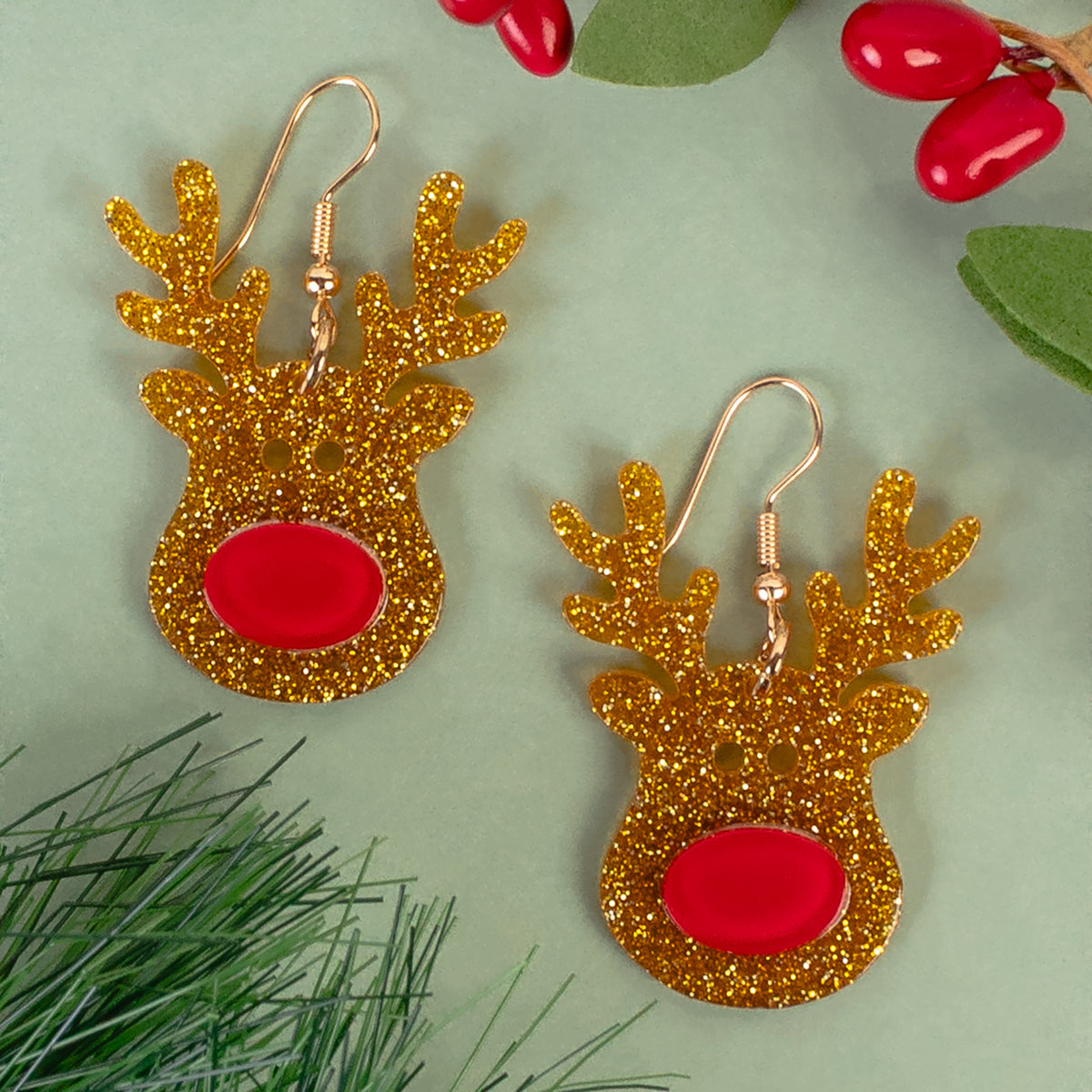 93503 - Reindeer Earrings - Gold