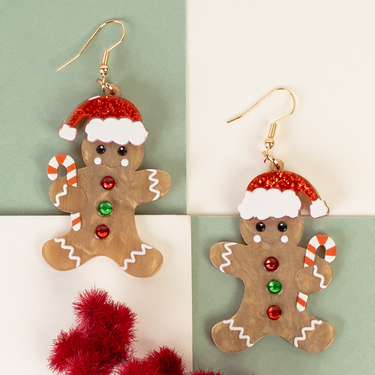 93510 - Gingerbread Earrings - Red