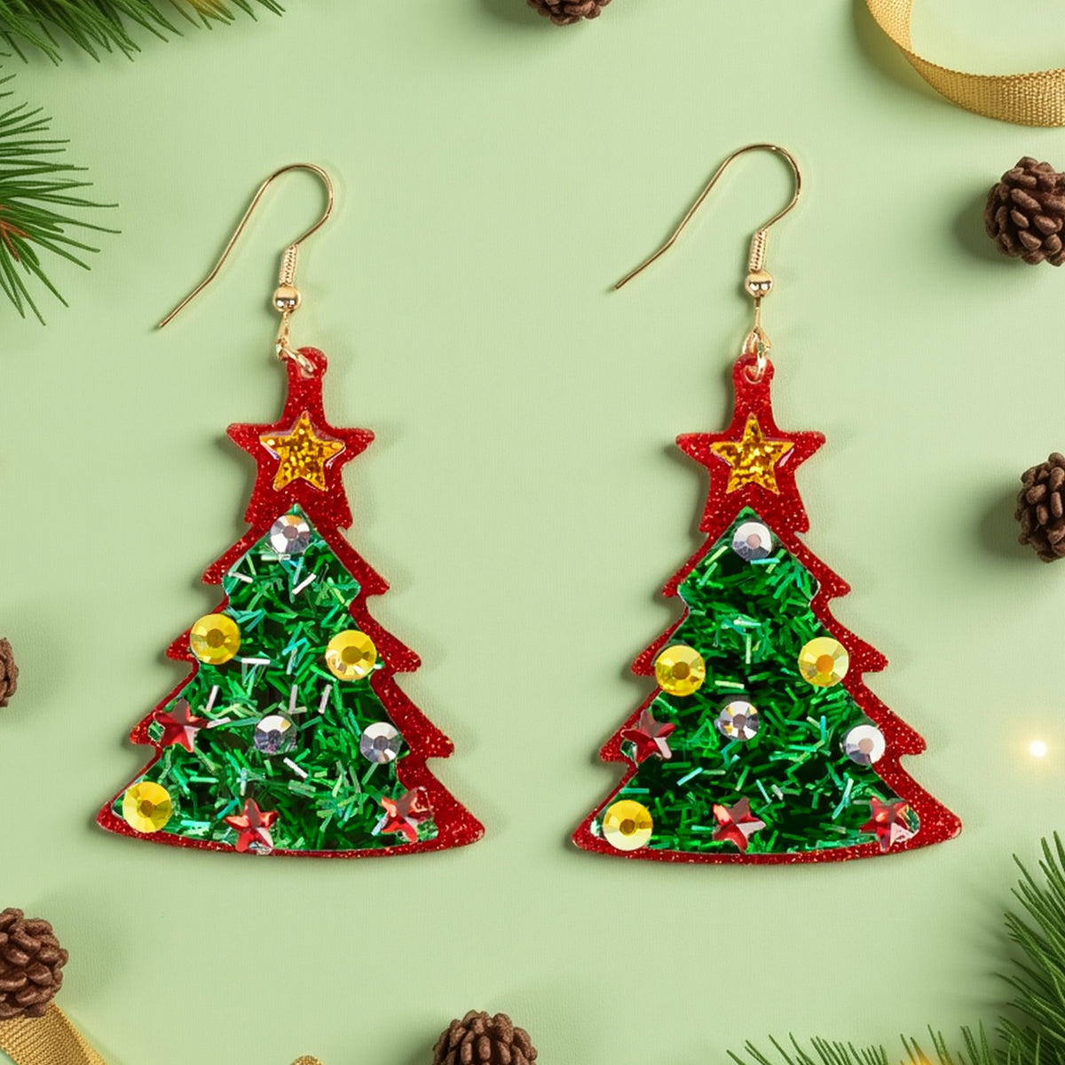 93511 - Christmas Tree Earrings - Red