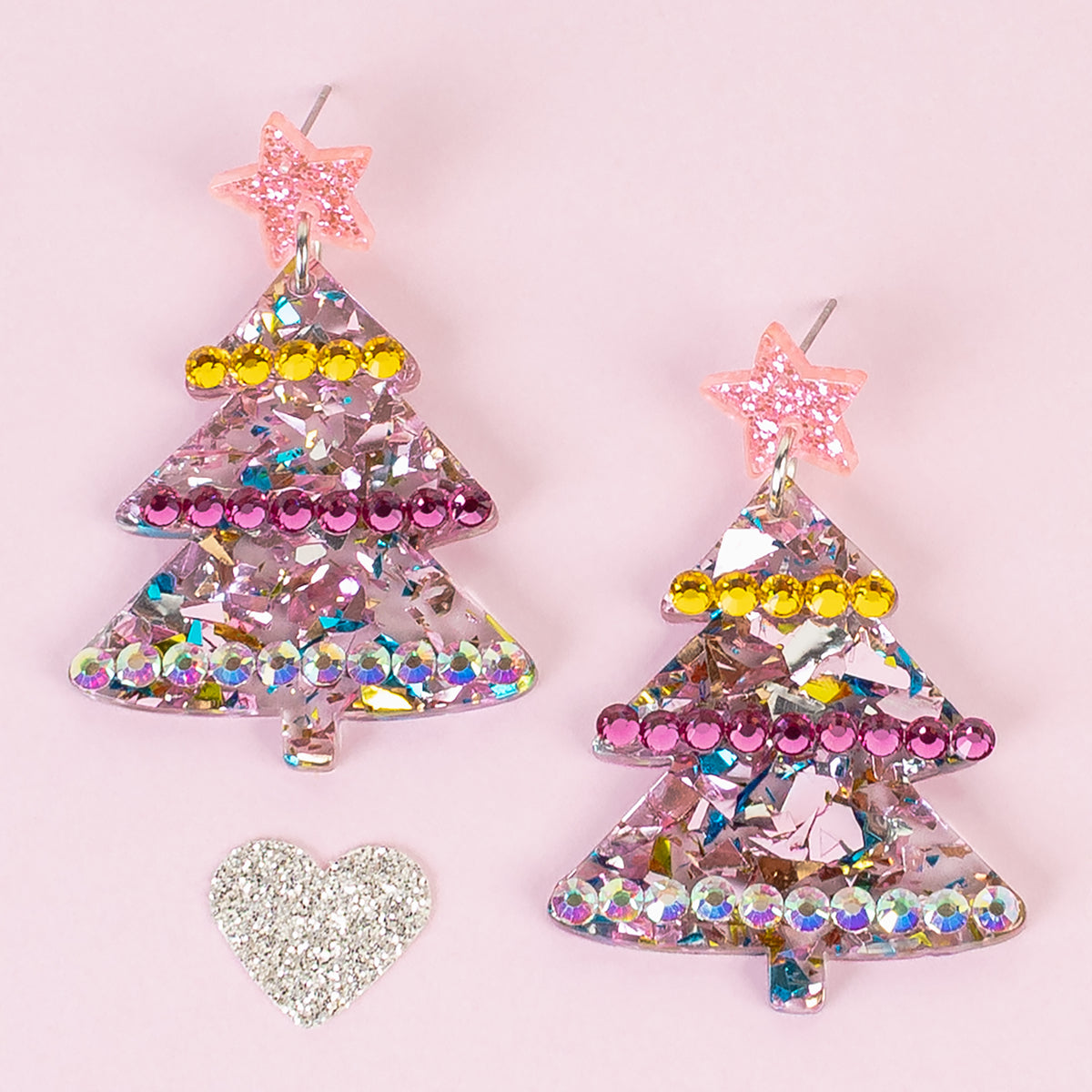 93512 - Christmas Tree Earrings - Pink