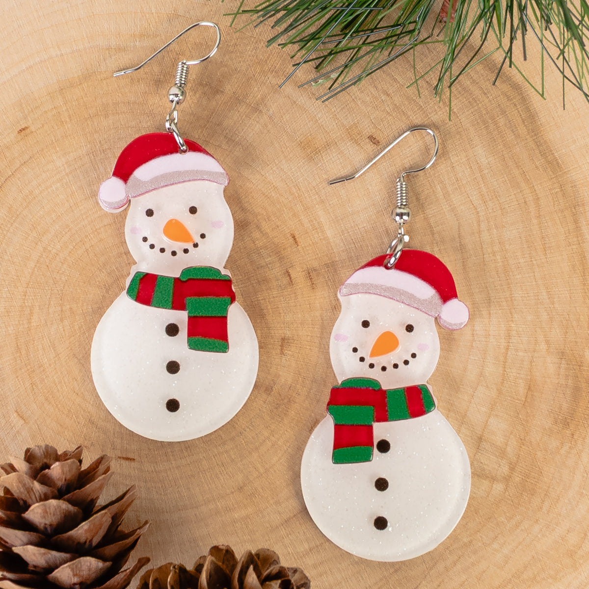 93517 - Snowman Earrings - Red