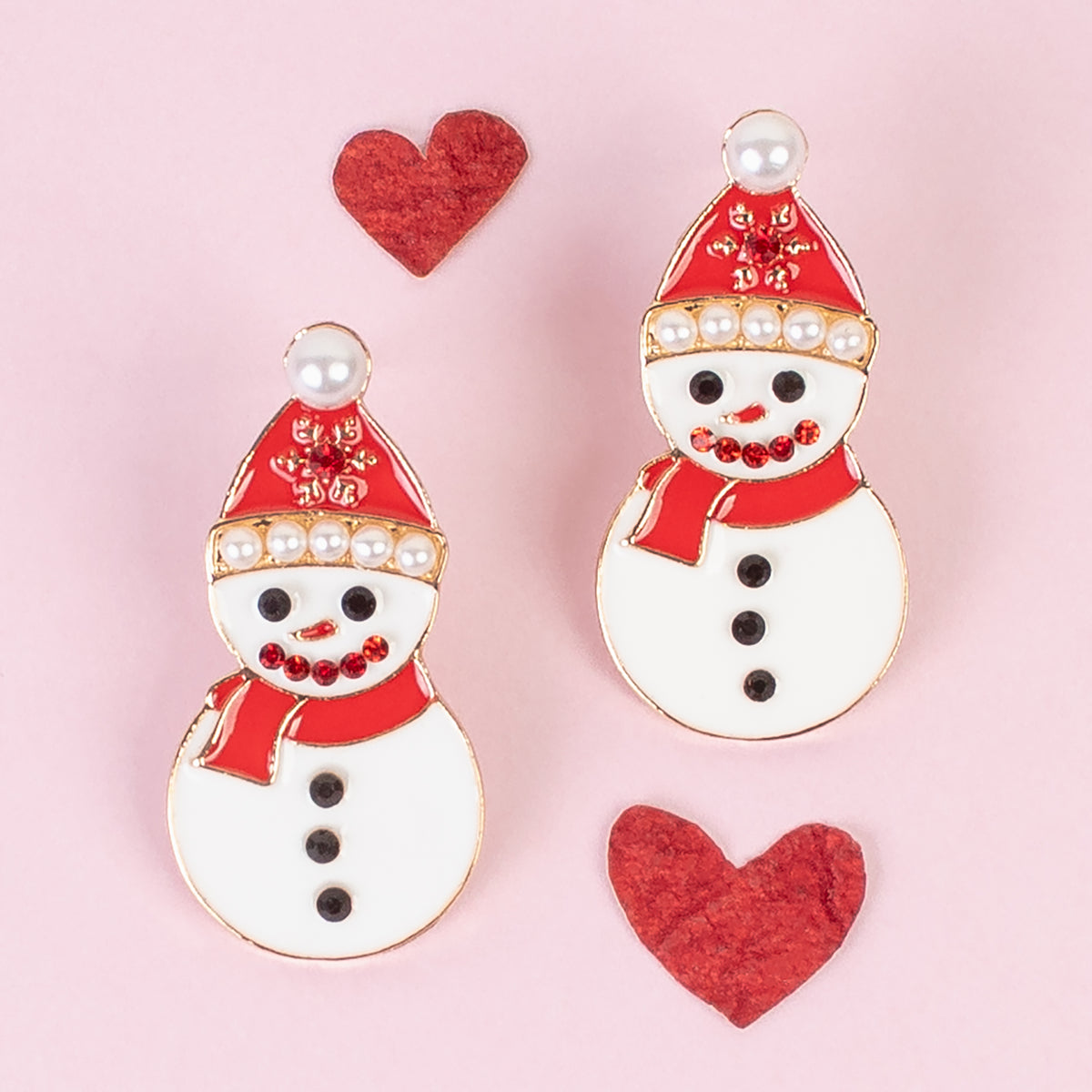 93527 - Snowman Earrings - Red