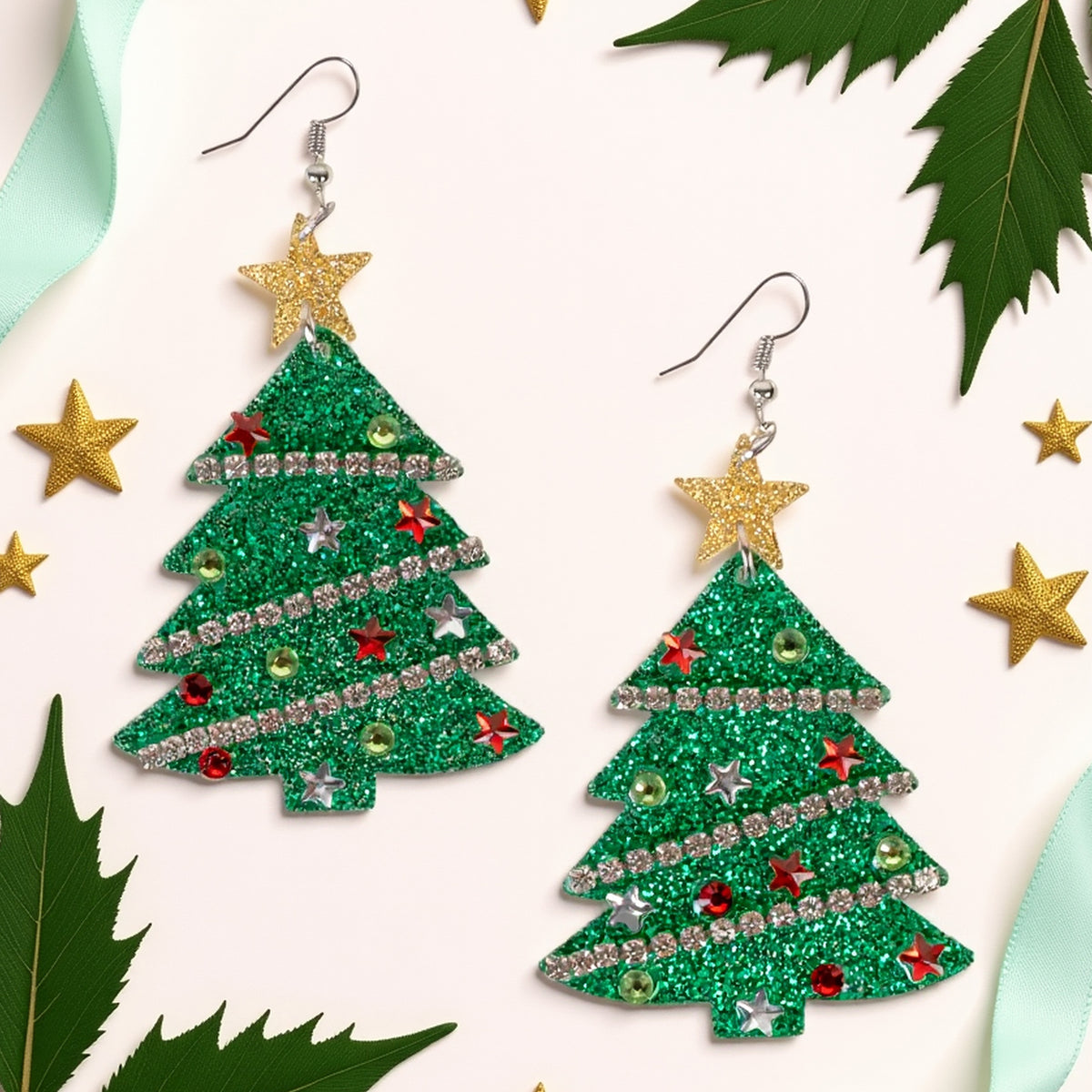 93531 - Christmas Tree Earrings - Green