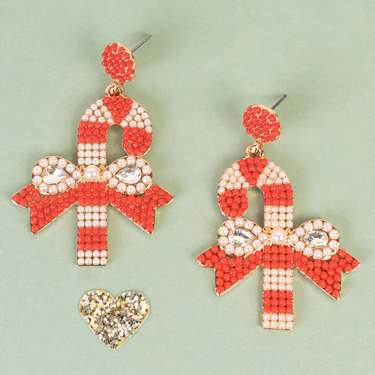 93533 - Candy Cane Earrings - Red