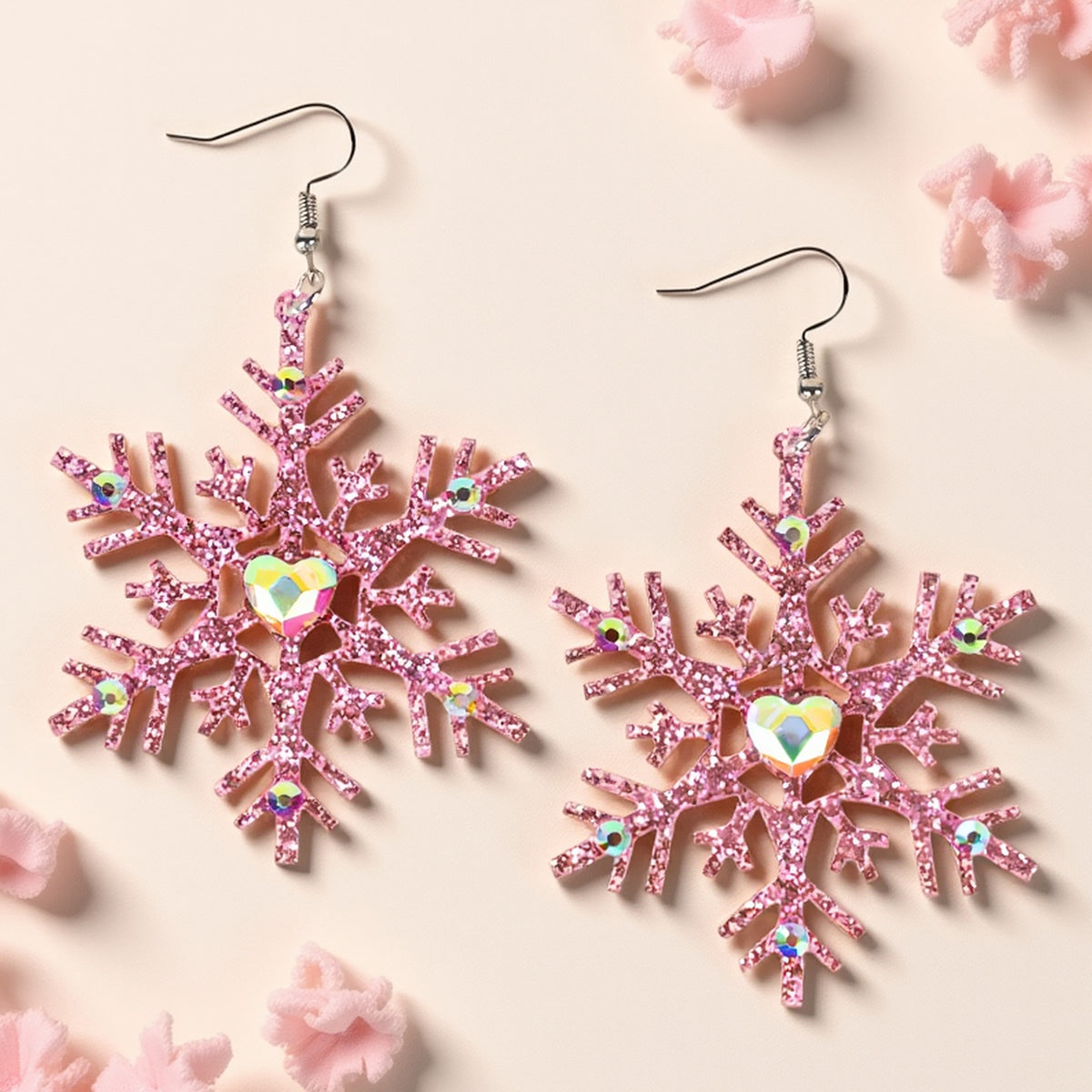 93541 - Snowflake Earrings - Fuchsia
