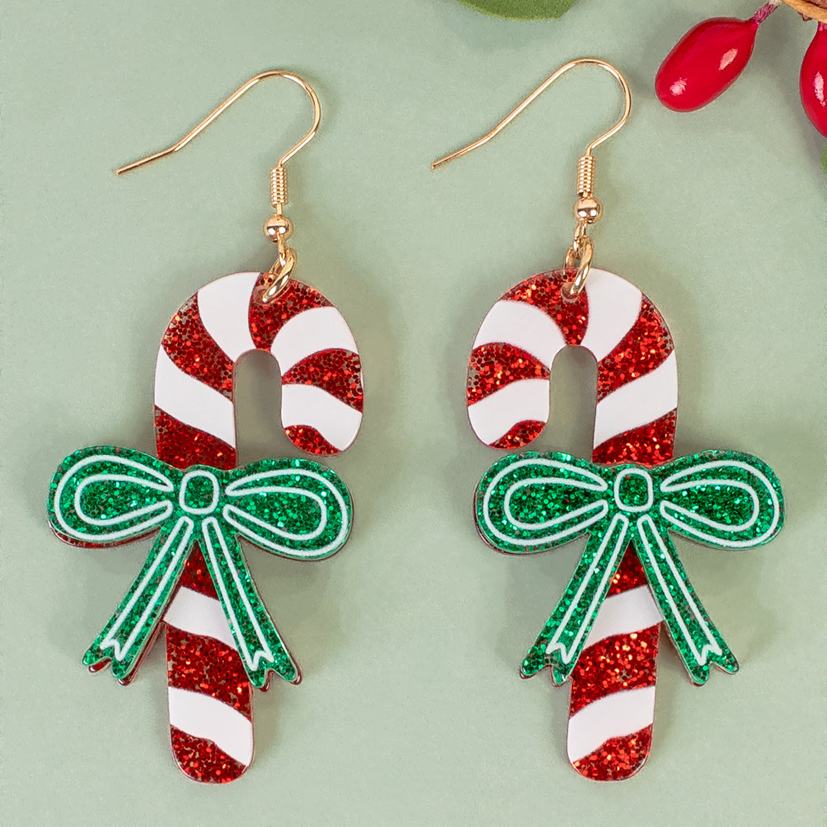 93554 - Candy Cane Earrings - Red