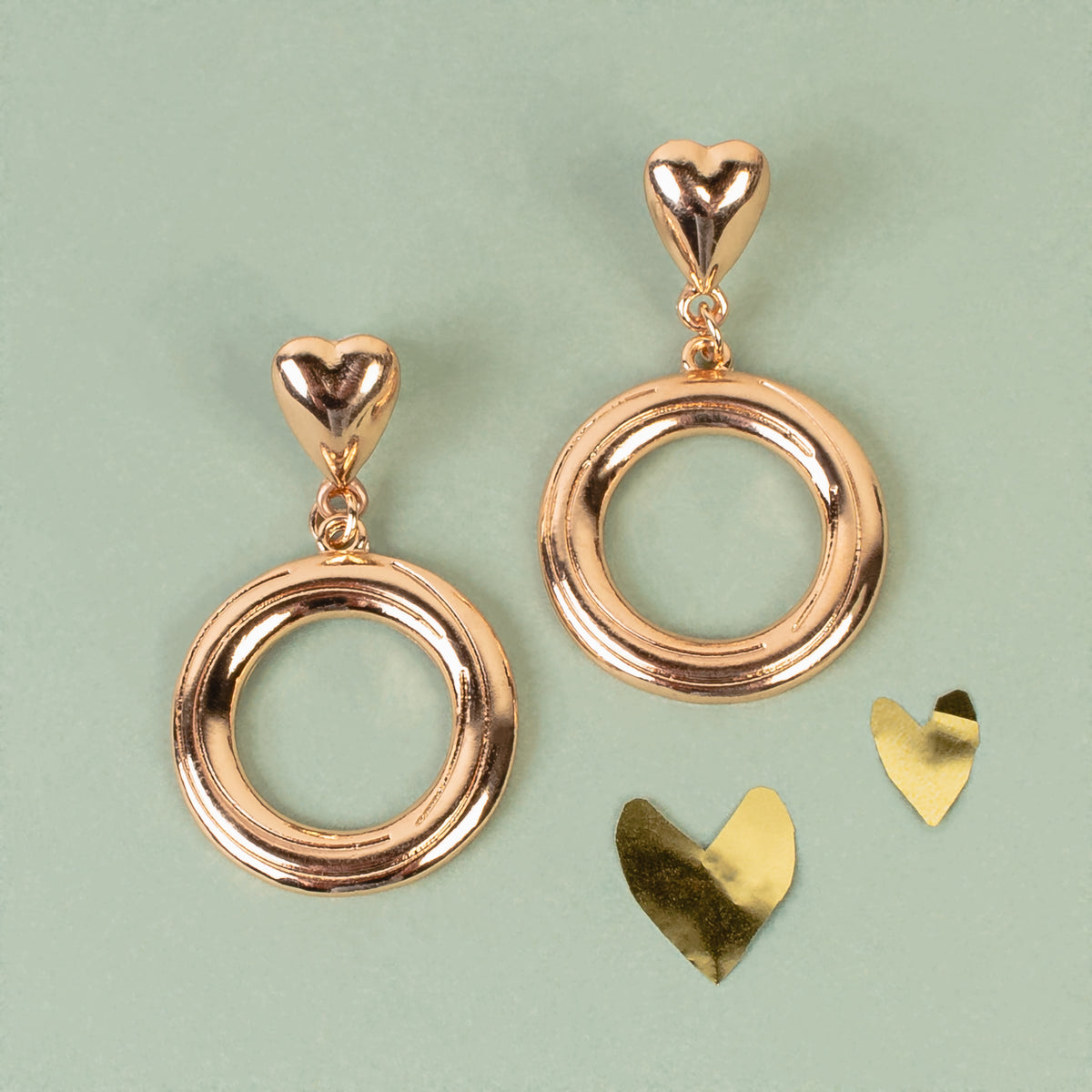 BECCA - Heart Hoop Earrings - Gold