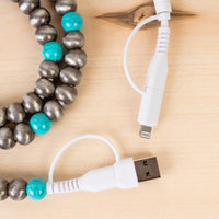 Load image into Gallery viewer, CC01 - 4-in-1 Beaded Charging Cable - Turquoise &amp; Silver

