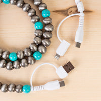 Load image into Gallery viewer, CC01 - 4-in-1 Beaded Charging Cable - Turquoise &amp; Silver
