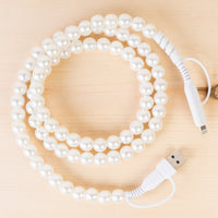 Load image into Gallery viewer, CC03 - 4-in-1 Beaded Charging Cable - Pearl
