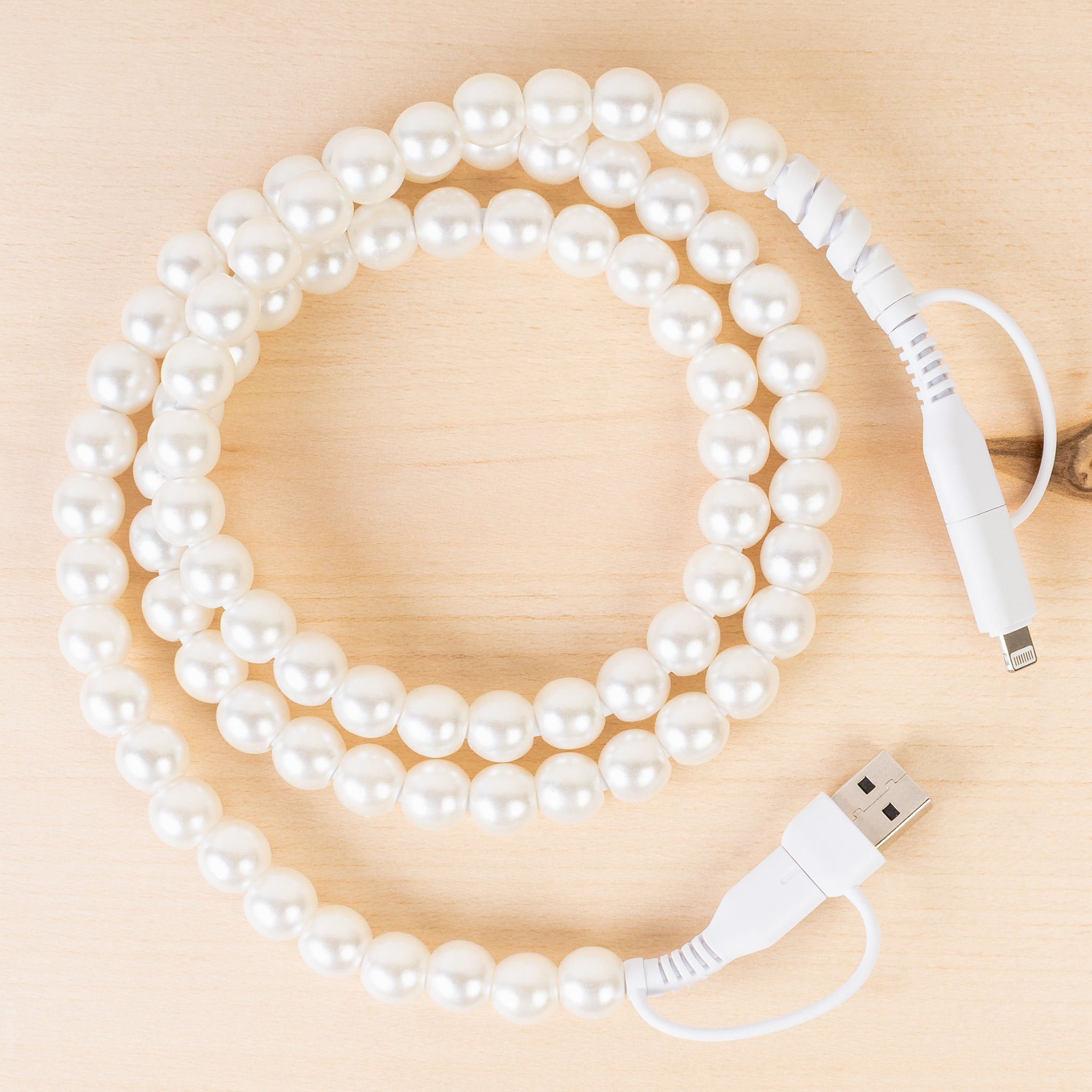CC03 - 4-in-1 Beaded Charging Cable - Pearl | Your Fashion Wholesale