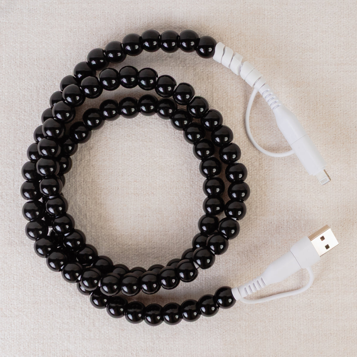 CC05 - 4-in-1 Beaded Charging Cable - Black
