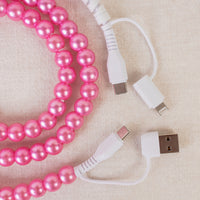 Load image into Gallery viewer, CC06 - 4-in-1 Beaded Charging Cable - Pink
