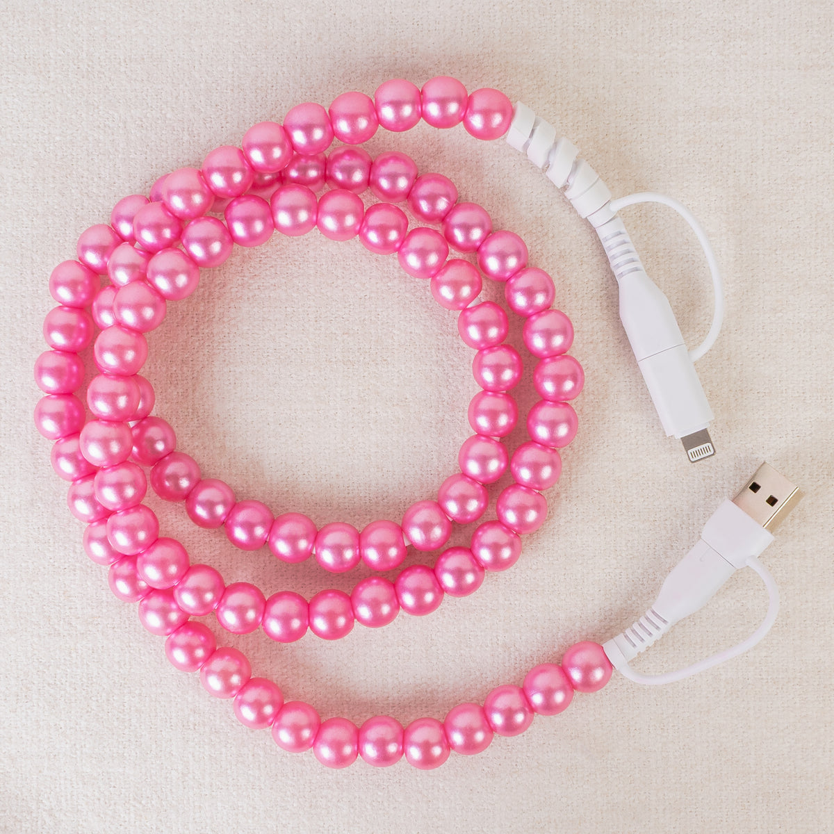 CC06 - 4-in-1 Beaded Charging Cable - Pink