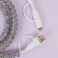 Load image into Gallery viewer, CC08 - 4-in-1 Beaded Charging Cable - Black &amp; White
