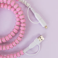 Load image into Gallery viewer, CC09 - 4-in-1 Beaded Charging Cable - Fuchsia &amp; White
