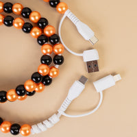 Load image into Gallery viewer, CC10 - 4-in-1 Beaded Charging Cable - Orange &amp; Black
