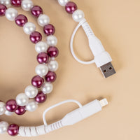 Load image into Gallery viewer, CC11 - 4-in-1 Beaded Charging Cable - Maroon
