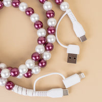 Load image into Gallery viewer, CC11 - 4-in-1 Beaded Charging Cable - Maroon
