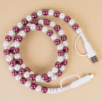 Load image into Gallery viewer, CC11 - 4-in-1 Beaded Charging Cable - Maroon
