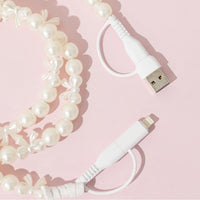 Load image into Gallery viewer, CC16 - 4-in-1 Beaded Charging Cable -  Bow Pearl
