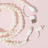 Load image into Gallery viewer, CC16 - 4-in-1 Beaded Charging Cable -  Bow Pearl
