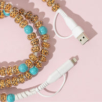 Load image into Gallery viewer, CC17 - 4-in-1 Beaded Charging Cable - Leopard

